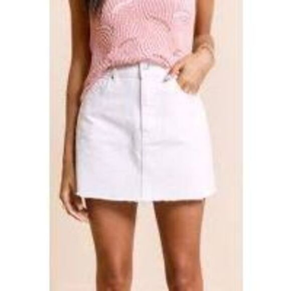 Francesca's Dresses & Skirts - Francesca's Ellis Women's Frayed High Waist Cotton Denim Skirt White Siz…